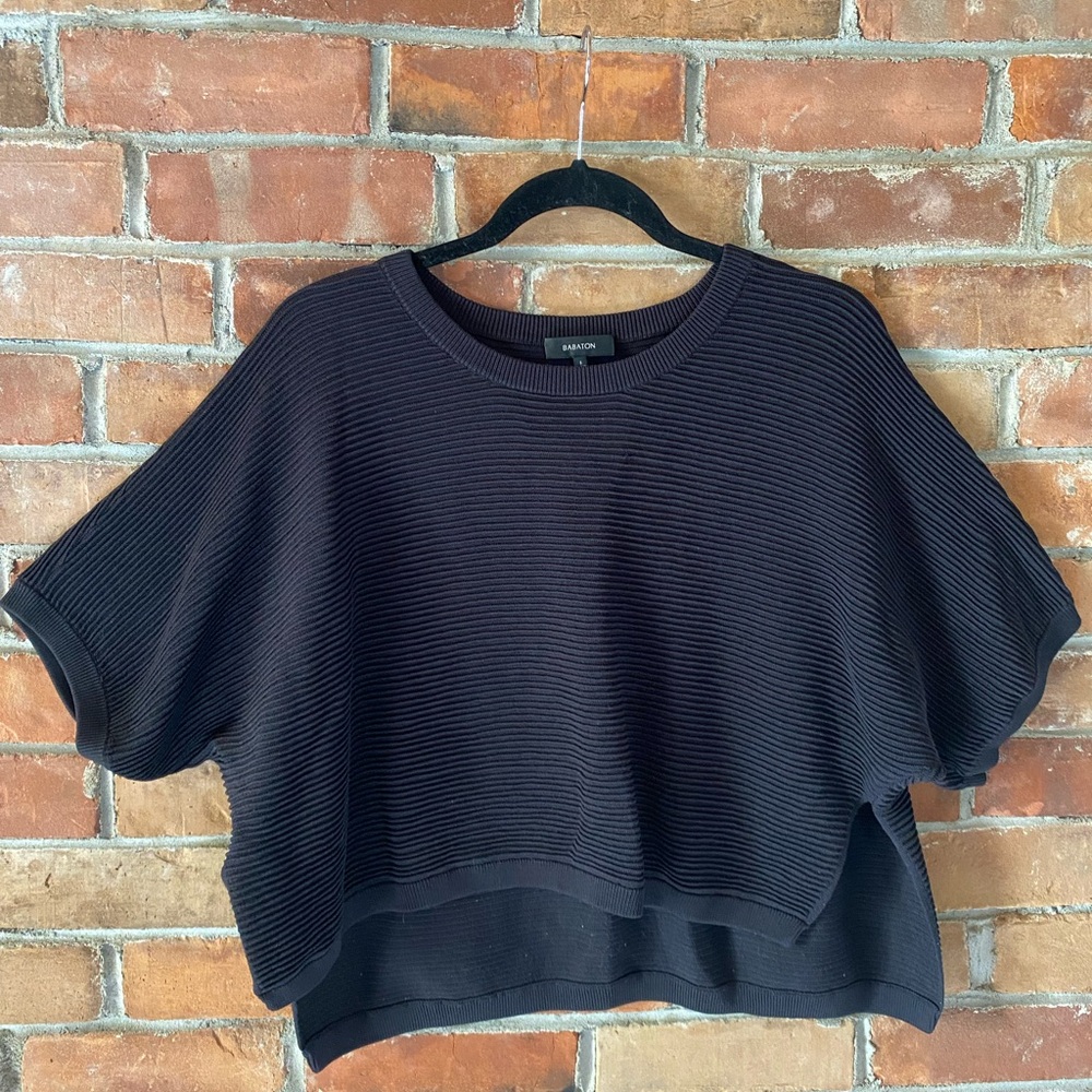 ARITZIA BABATON *black* donald sweater short sleeve boxy top black size small